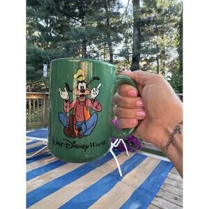 Walt Disney World Goofy Green/Blue Double Sided Graphic 16oz Coffee Mug